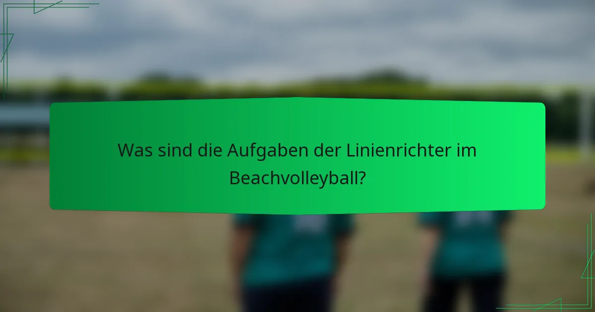 Was sind die Aufgaben der Linienrichter im Beachvolleyball?